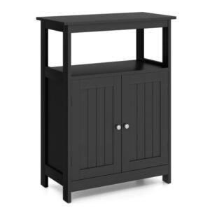 Armário de chão para banheiro, organizador de armazenamento independente com compartimento aberto - branco