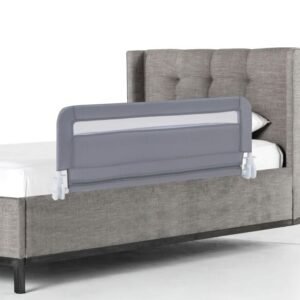 Grade de cama dobrável para bebê de 100 cm/120 cm com capa removível e lavável e alça de segurança - Branco - 100 cm