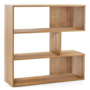 Estante convexa com proteção anti-tombamento, 3 níveis, divisória de ambientes, 29,5 x 84 x 83,5 cm, natural