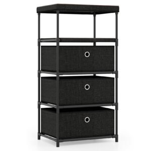 Cômoda com 4 gavetas e tampo de madeira para sala de estar e hall de entrada - Preto