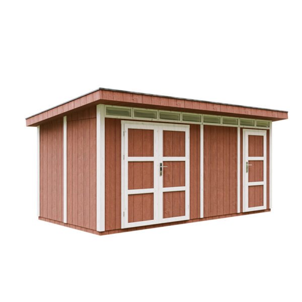 Casa com painéis inteligentes, pintura REDWOOD_RED