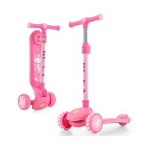 Scooter infantil dobrável com plataforma extra larga e rodas de PU iluminadas por LED - Branco