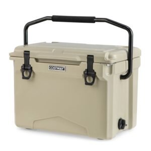 Caixa térmica portátil isolada rotomoldada de 50 QT com porta-copos integrados - cinza