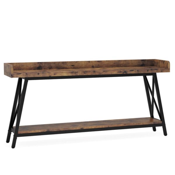 Tribesigns mesa consola vintage industrial, 2 níveis, castanho