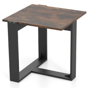 Mesa de centro com espaço de armazenamento, mesa de sala de estar de 2 andares com prateleira aberta e pernas de metal, mesa lateral de madeira, 80 x 45 x 30 cm, marrom