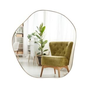 Espelho de parede irregular de 22" x 30,5" com painel traseiro premium - preto