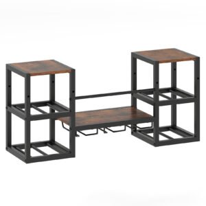 Conjunto de 2 mesas laterais com estação de carregamento, preto