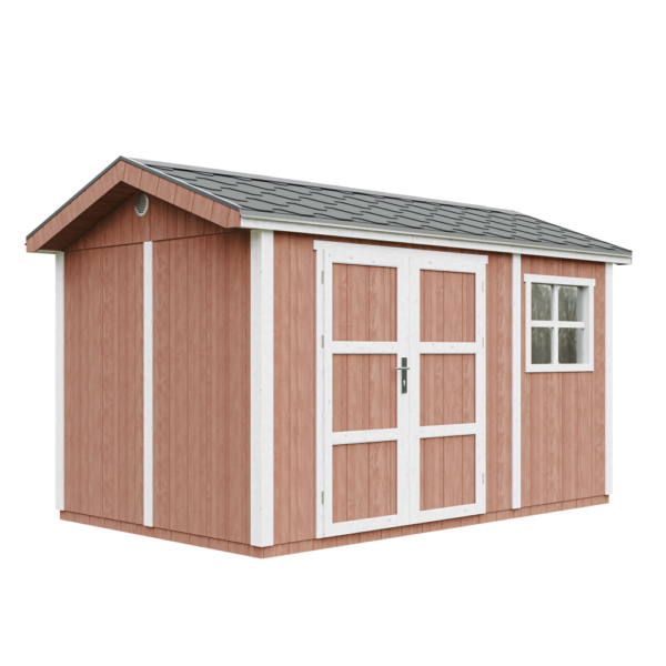 Casa com painéis inteligentes, pintura REDWOOD_RED