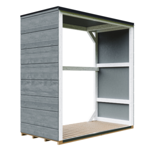 Armazenamento de lenha com painel Smartside, pintura CAVERN_STEEL