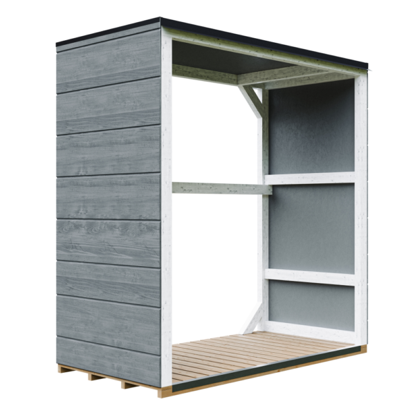 Armazenamento de lenha com painel Smartside, pintura CAVERN_STEEL