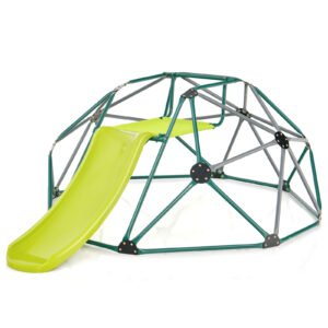 Conjunto de escalada e brinquedo com cúpula geométrica e escorregador para áreas externas - Laranja