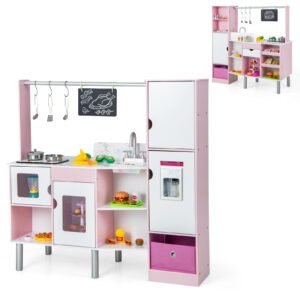 Conjunto de cozinha infantil com sons e luzes realistas - marrom e branco