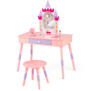 Conjunto de 3 peças de mesa infantil e 2 cadeiras para artes, artesanato e lanche - cinza