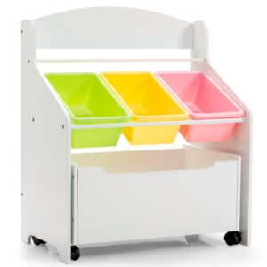 Armário de arquivo móvel com 3 prateleiras abertas - preto