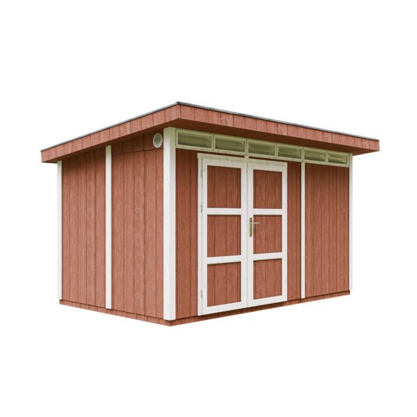 Casa com painéis inteligentes, pintura REDWOOD_RED