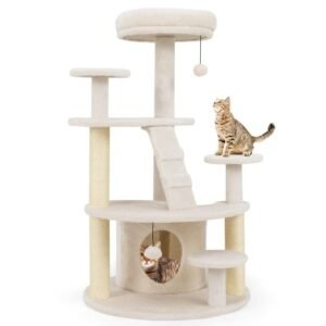 Torre para gatos Palm Tree Cat Tower, casa de brincar para animais de estimação com vários níveis, verde