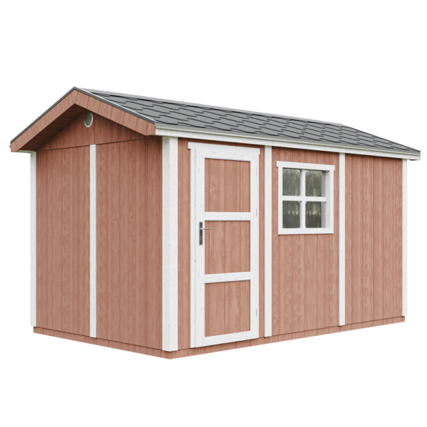 Casa com painéis inteligentes, pintura REDWOOD_RED