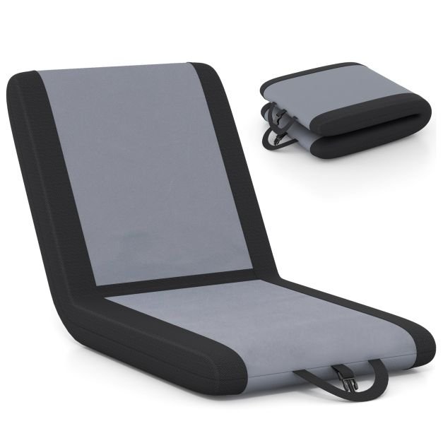 Cadeira giratória de chão com encosto e braços ajustáveis ​​- cinza