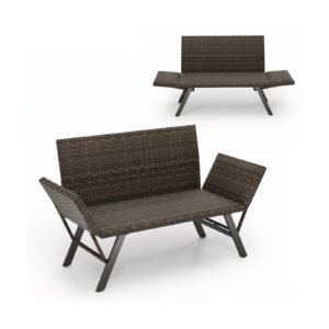 Cadeira de acampamento grande de 3 lugares com apoios de braços ajustáveis ​​e porta-copos com bolsa de transporte, capacidade de 408 kg, verde