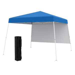Tenda dobrável com dossel de 300 x 300 cm, 1 parede lateral e mochila portátil - preta