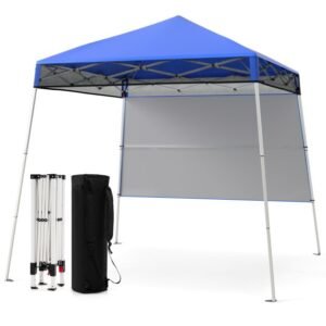 Tenda dobrável com dossel e 1 parede lateral, fácil instalação, abrigo para gazebo, preto