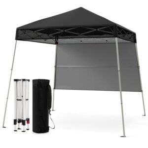 Tenda dobrável com dossel e 1 parede lateral, fácil instalação, abrigo para gazebo ao ar livre - cinza