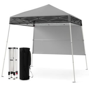 Tenda dobrável com dossel e 1 parede lateral, fácil instalação, abrigo para gazebo ao ar livre, branco