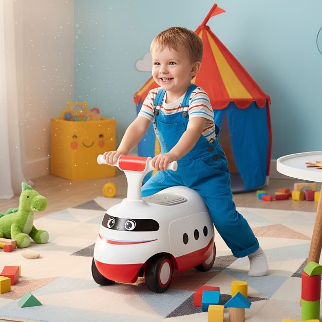 Brinquedo de passeio para crianças de com volante - Azul-marinho - Image 2