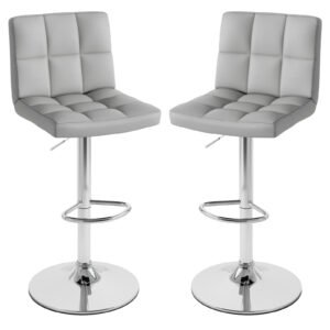 Banco de bar giratório com altura ajustável em couro PU para casa - Branco