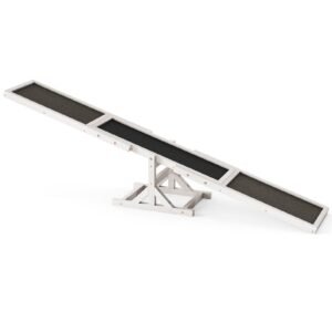 Conjunto de brinquedos de gangorra de agilidade para cães de madeira e exercícios para cães, brinquedo de corrida, equipamento de treinamento de equilíbrio amarelo