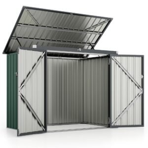 Galpão de armazenamento para lixeira externa com aberturas duplas - cinza escuro