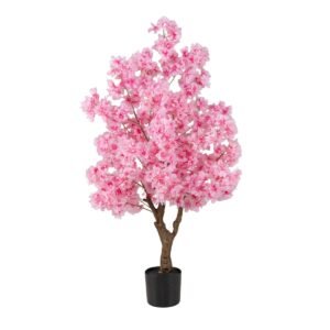 Árvore de cerejeira artificial de 5,5 pés de altura com flores rosa/brancas, pacote com 1 - rosa