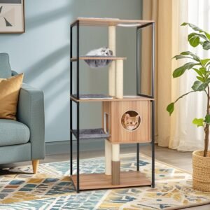 Caixa de areia para gatos com arranhador