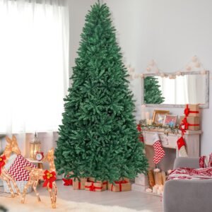 Árvore de Natal Artificial 225 cm 2254 galhos de PVC Suporte de metal dobrável com dobradiças Instalação rápida Verde