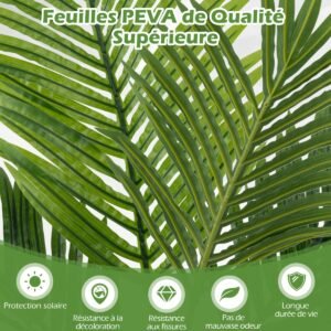 Conjunto de 2 palmeiras artificiais de areca, 140 cm, árvore tropical falsa em vaso de viveiro cheio de decorações de cimento, plantas verdes