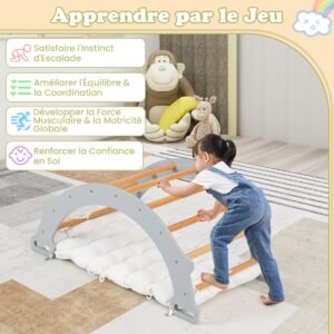 Arco de escalada 2 em 1 com almofada dupla face natural