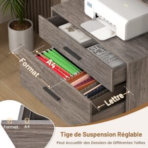 Cadeira de escritório estofada com encosto e assento duplos acolchoados - bege