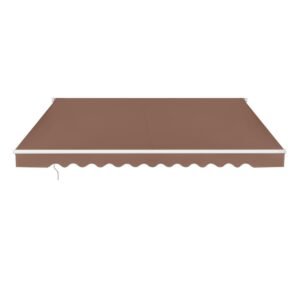 Toldo retrátil de alumínio para pátio, proteção solar com manivela, 3,6 m × 3 m, cinza