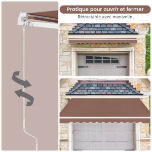 Toldo com manivela Toldo retrátil de alumínio para pátio com proteção solar 3 x 2,5 m - Cinza