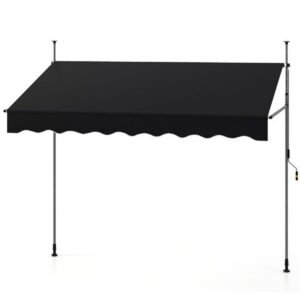 Toldo retrátil manual com manivela, cobertura externa ajustável em altura 250 x 300 cm, branco