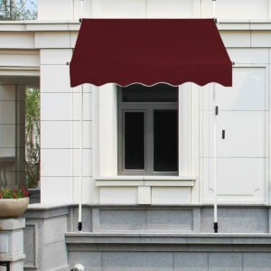 Toldo solar retrátil de alumínio para pátio de 8 pés x 6,5 pés - bege