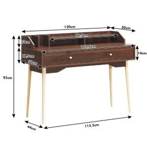 Mesa de Escrita com Gaveta para Computador Mesa de Madeira Natural