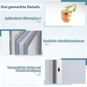 Armário de banheiro de parede com 2 portas de acrílico, armário de remédios - branco