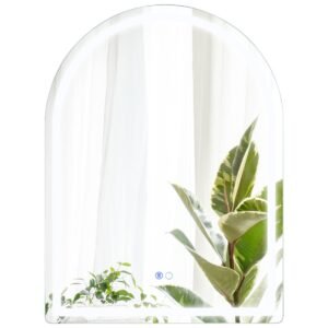 Espelho de banheiro LED 80x60 cm com interruptor de toque de luz regulável de 3 cores, espelho de parede retangular