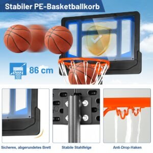 Suporte de basquete 90/158-210 cm altura ajustável cesta de basquete com suporte à prova de intempéries interior exterior verde