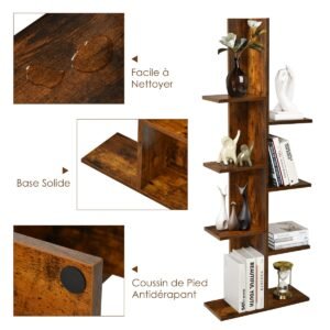 Estante em forma de árvore com 8 prateleiras, prateleira independente, prateleira de escritório, 50 x 20 x 141 cm, branca