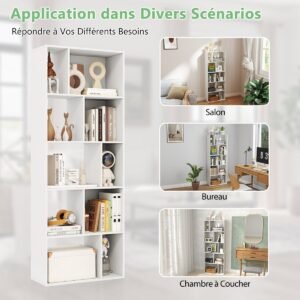 Armário de banheiro autônomo de 180 cm de altura com 2 portas e 1 gaveta - branco