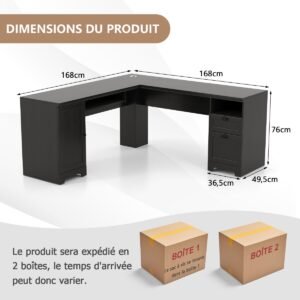 Mesa de computador em formato de L de 66 polegadas - Carvalho