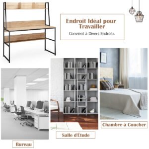 Mesa de computador de 47 polegadas, mesa de estudo e escrita, estação de trabalho - marrom rústico