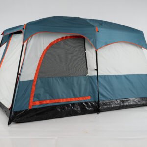 Tenda de acampamento para 6 pessoas com divisória de 2 cômodos e capa de chuva cinza claro
